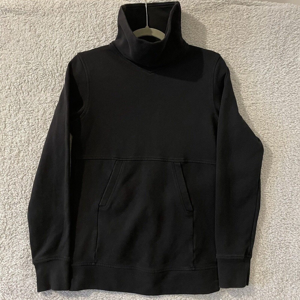 Lululemon Press Pause Turtleneck Sweatshirt Women 2 Black Pullover Kangaroo
